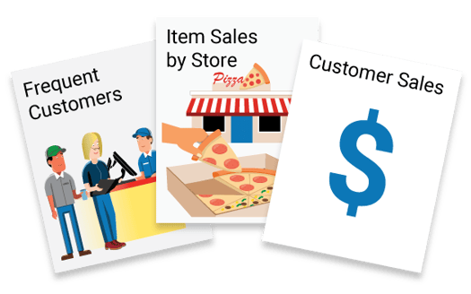 A selection of customer and sales reports from the POS