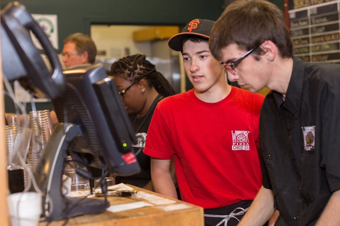 Woodstock's employees entering an order into the SpeedLine POS