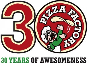 30 Years of Awesome Pizza Factory Logo