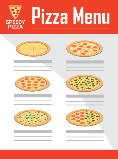 An example of a pizza menu layout
