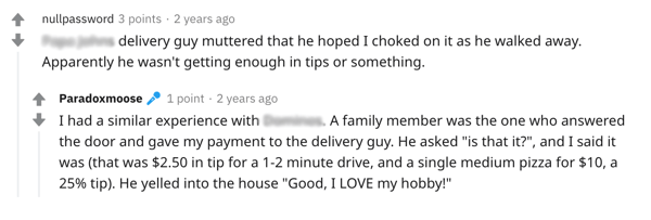 Reddit Delivery Drive Rudeness