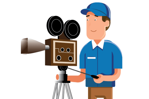 A restaurant employee is recording a video