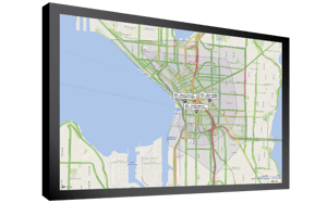 Delivery zones shown on a wall mounted monitor