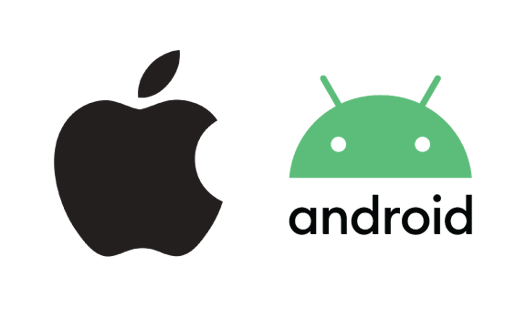 Apple and Android logos to illustrate the SpeedDine App