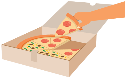 A pizza in a pizza delivery box