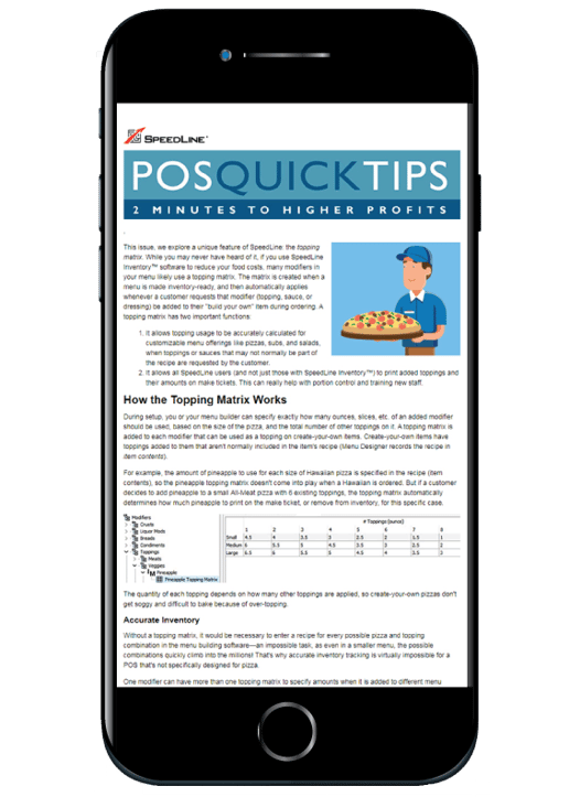POS Quick Tips news letter example show on an iPhone.
