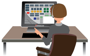 A SpeedLine Support team member helping a customer with their POS