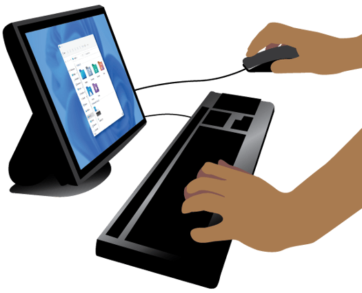 An installer working on the computer terminal for the POS