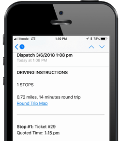 Delivery driving instructions shown on an iPhone