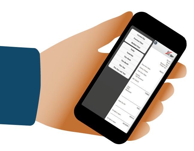 A phone showing remote restaurant reporting for a large chain