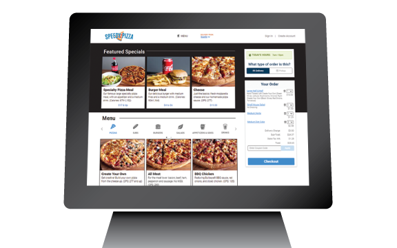 An online ordering site for pizza places